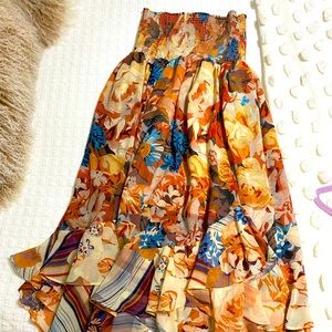 Anthropology strapless dress, floral